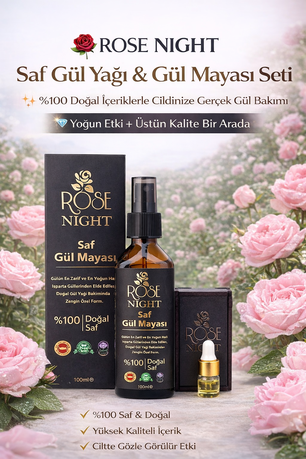 Yoğun Gül Yağı İçeren Paket | Gül Yağı 1 GR ve Gül Mayası 100 ML
