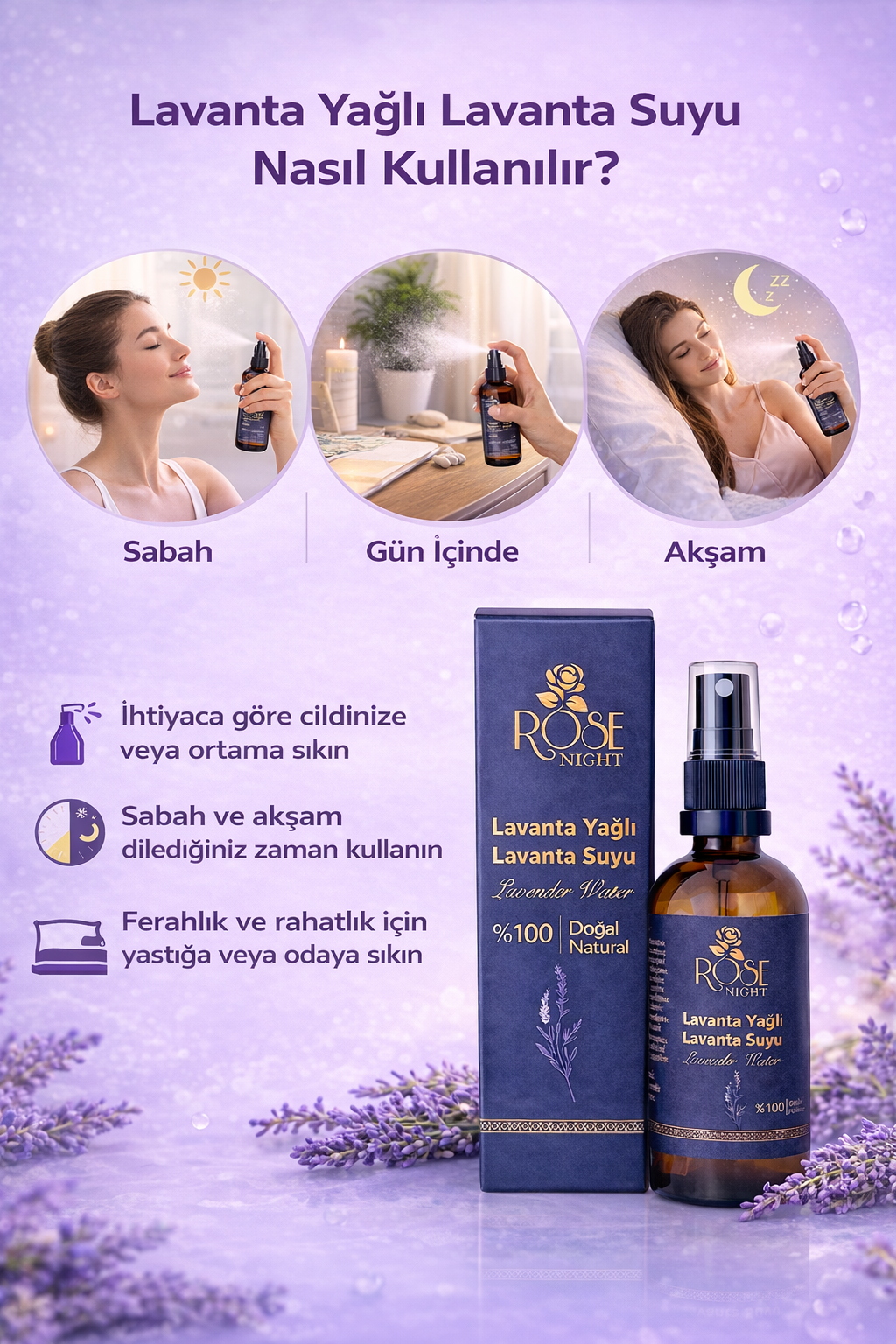 Doğal Lavanta Yağlı Lavanta Suyu 100 ML | Natural Lavender Water 0.01 L