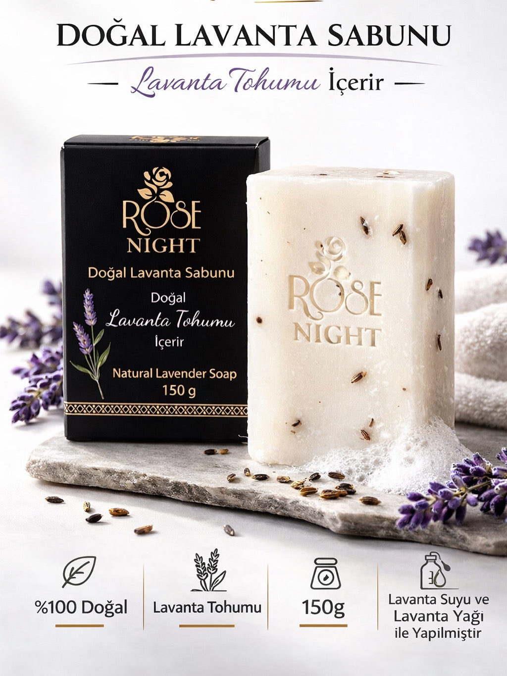 Natural Lavender Soap 150 GR | Natural Lavender Seed - Natural Lavender Soap
