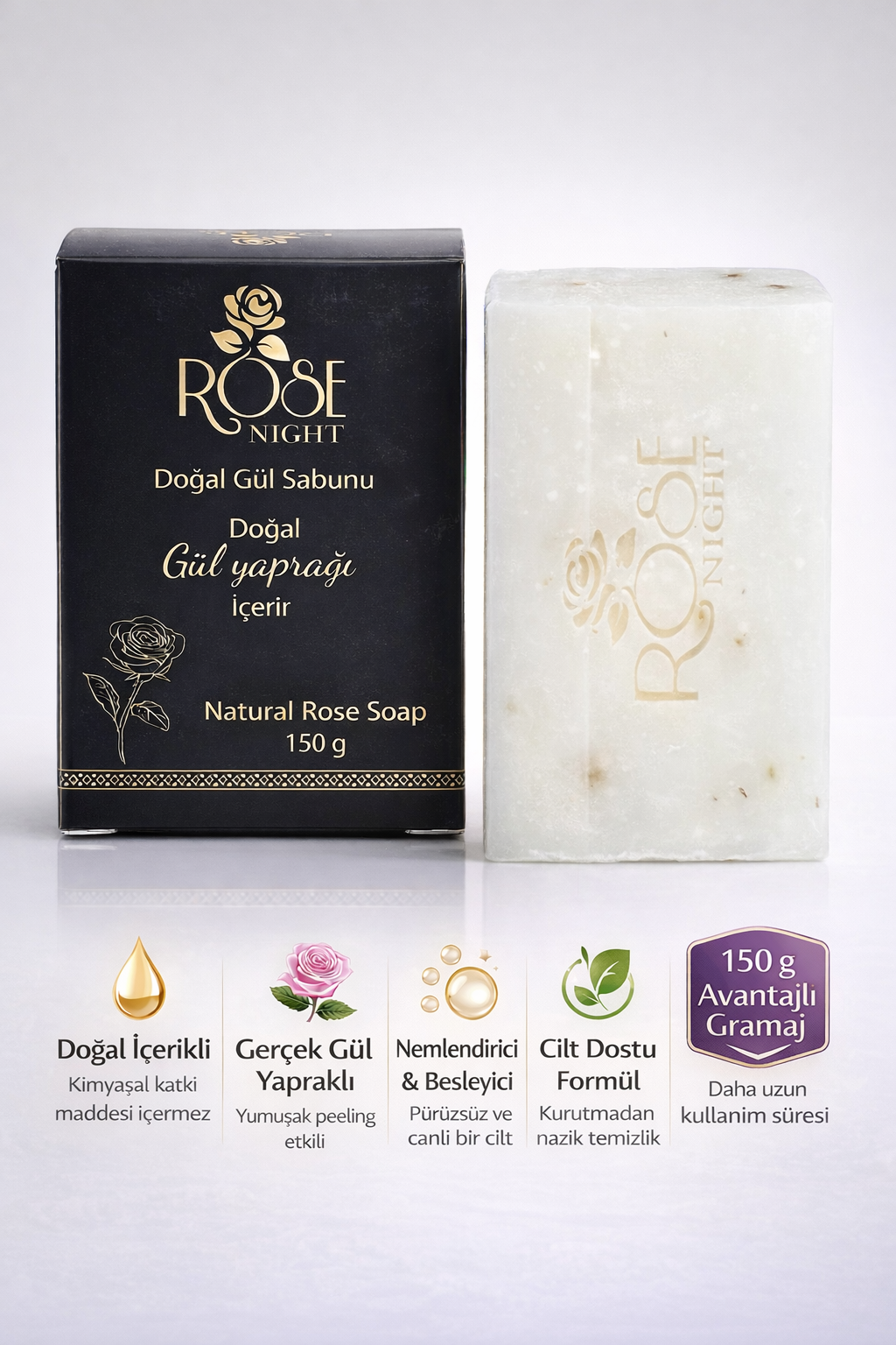 Natural Rose Soap 150 GR | Natural Rose Petals - Natural Rose Soap