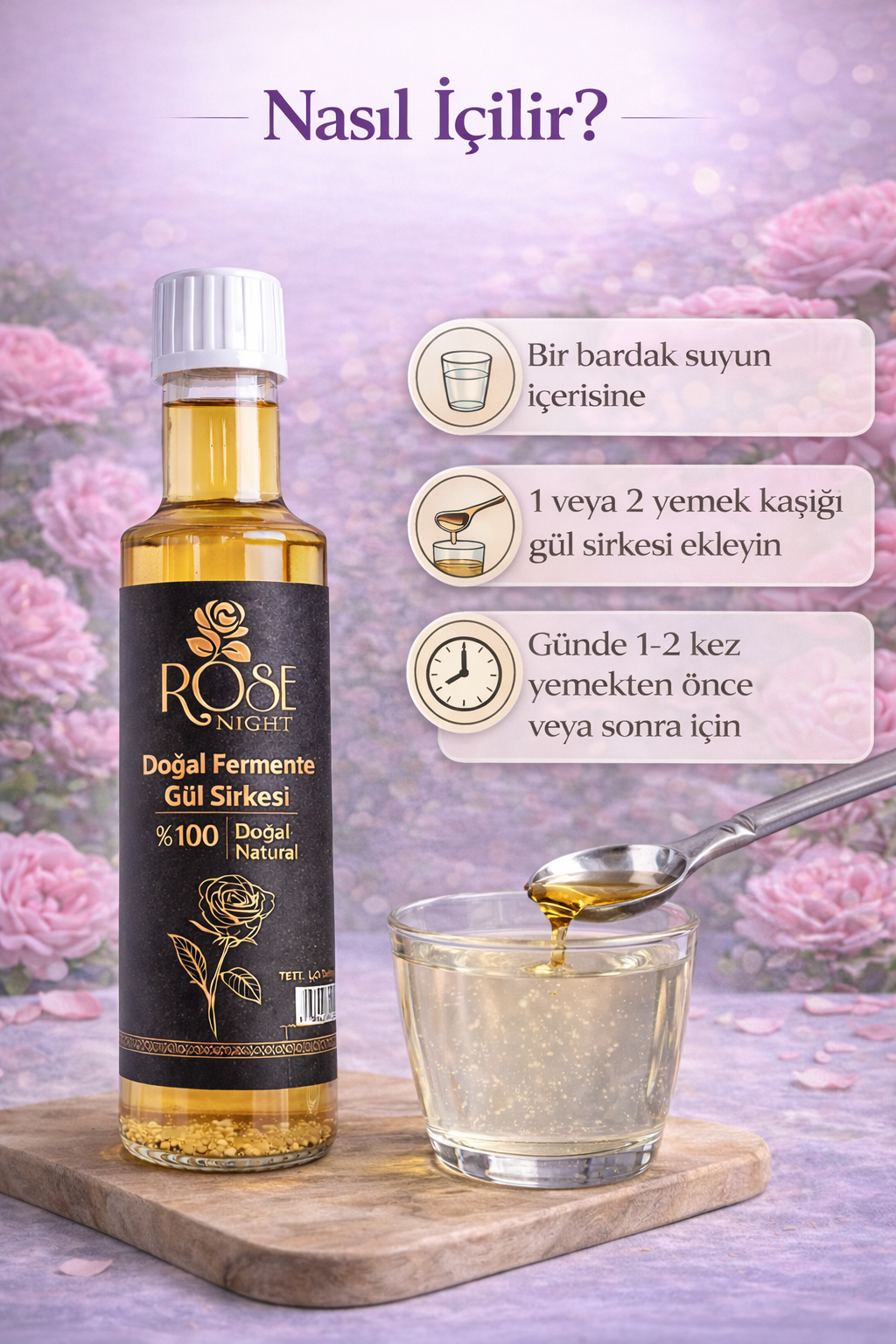 Naturally Fermented Homemade Rose Vinegar (250 ML) | Natural Rose Vinegar